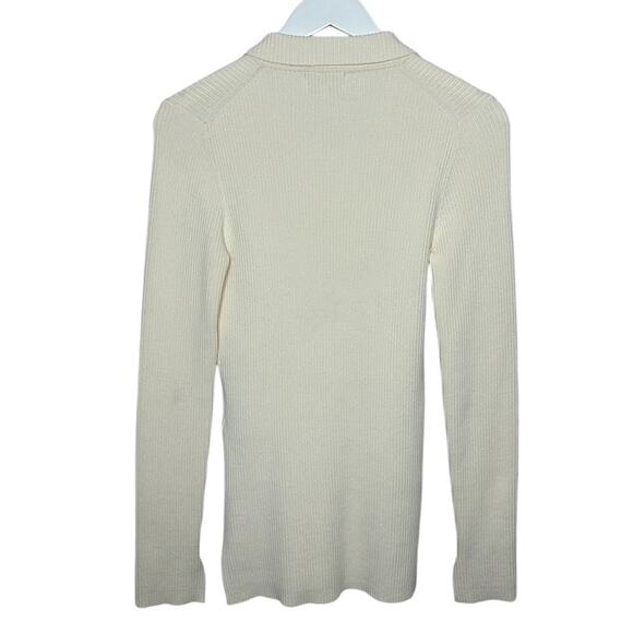 Ganni Beige Ribbed Rayon Long Sleeve Thick Turtleneck Sweater Top Size Medium - Picture 8 of 11